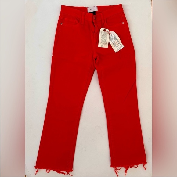 Current/Elliott "The Kick Jean" Fiery Red Cropped Ankle Jeans Women’s Size 26 - Picture 2 of 9